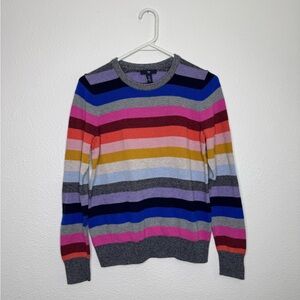 GAP Women’s Crazy Striped Sweater size M Cotton Nylon Acrylic Multicolor Rainbow